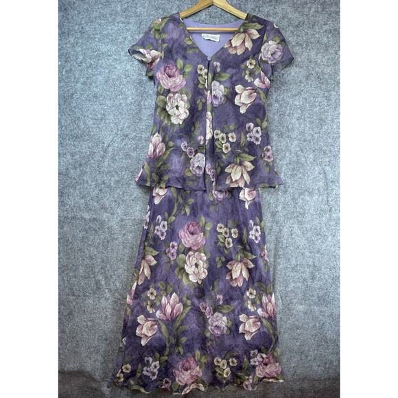 Vintage Jessica Howard Maxi Church Dress Womens Medium Lavender Floral Romantic - Picture 1 of 6